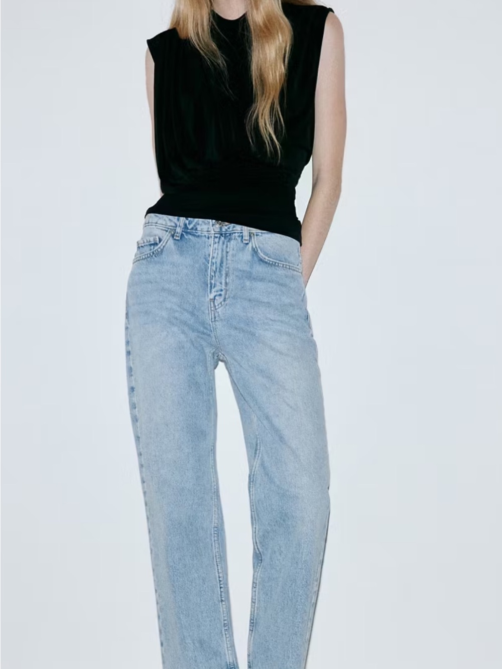 Mango Light Wash Straight Leg Jeans